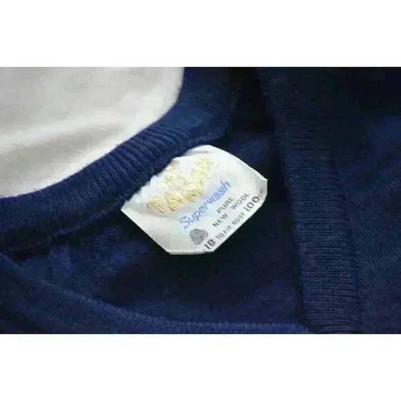 Tamar Pure Wool Australia Women's Medium V Neck Sweater Navy Blue vintage 70s - Picture 7 of 7